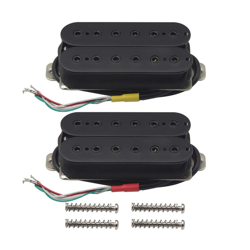 FLEOR Alnico 5 Electric Guitar Neck & Bridge Pickup Set Double Coil Humbucker Pickups-Black - Image 1
